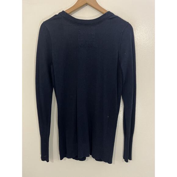 Y2K Abercrombie & Fitch Cardigan Navy L Preppy Academia Nautical Collegiate - Picture 1 of 13